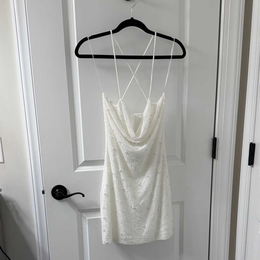 Chic White Sequin Mini Dress